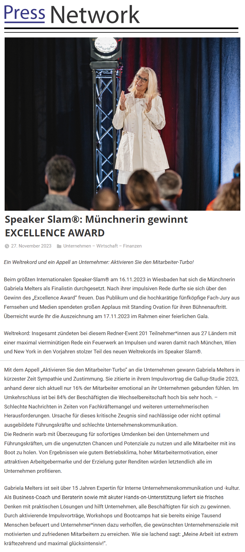 Gabriela Melters gewinnt Excellence Award 2023 11 PressNetwork 1