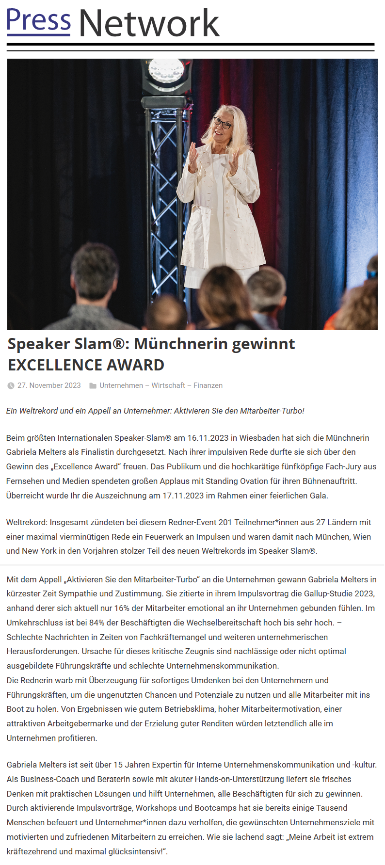Gabriela Melters gewinnt Excellence Award 2023 11 PressNetwork